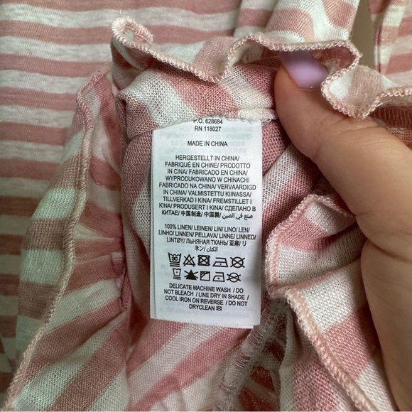 Boden Dorothy Linen Jersey Stripes Ruffle Trim Top size US2 - Picture 4 of 5